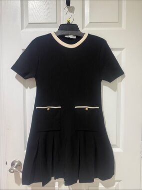 Zara Black Dress with Cream Trim for Kids